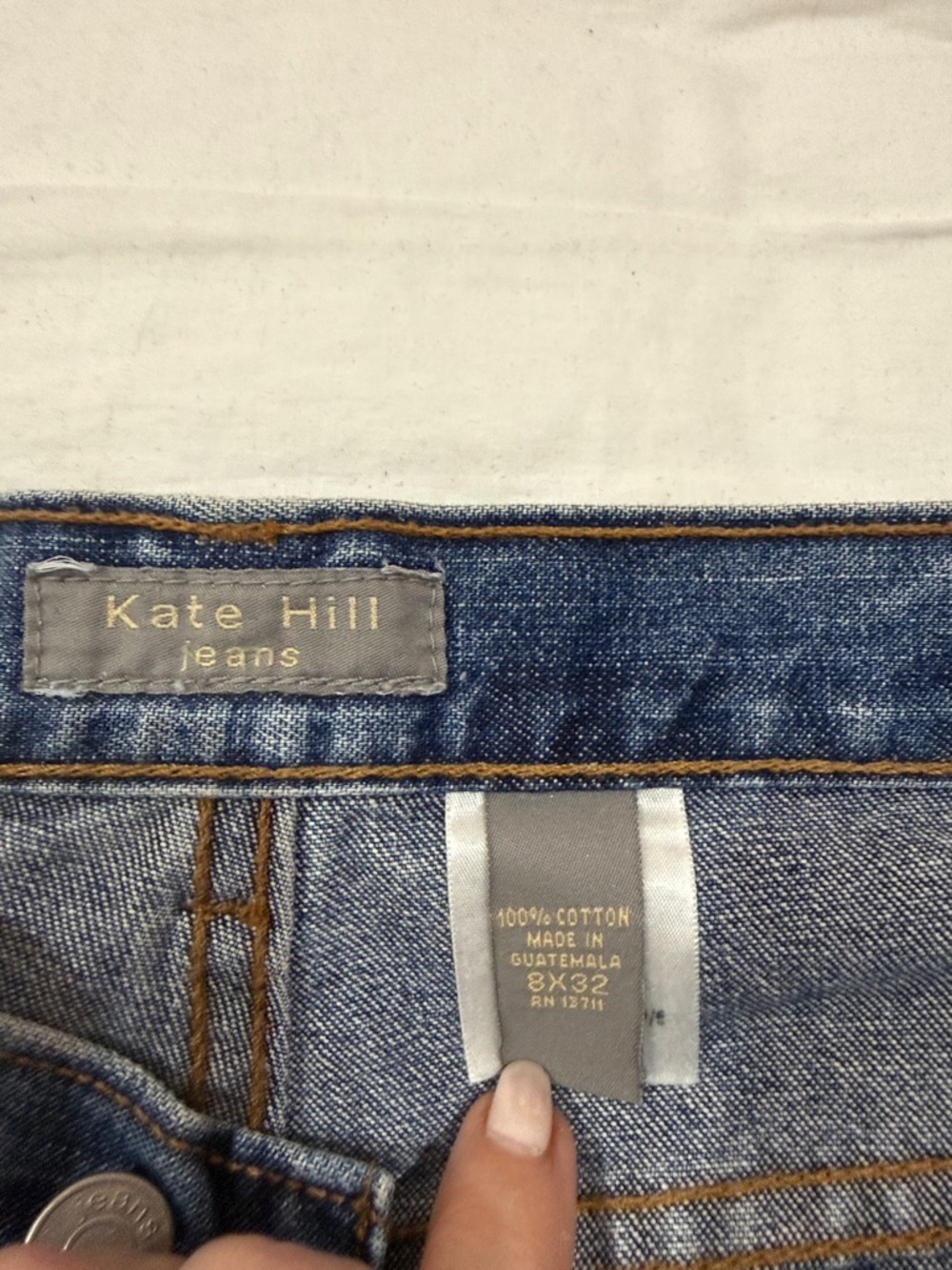 Kate Hill Blue Denim Jeans with Brown Stitching